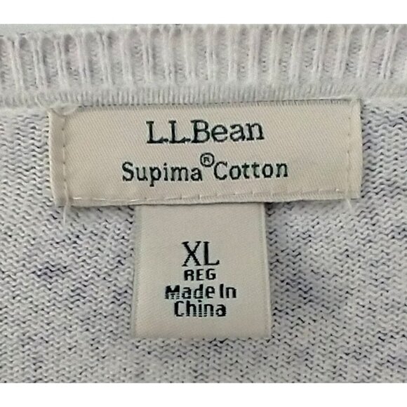 L.L. Bean Supima Cotton Cardigan Button Up Sweater Women's Blue Print  - XL - Picture 3 of 7